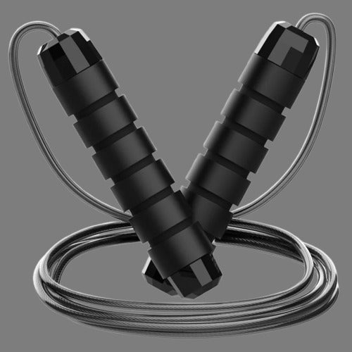 Black jump rope on a gray background