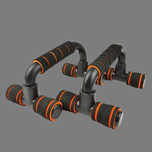 Black and orange exercise handle on a gray background