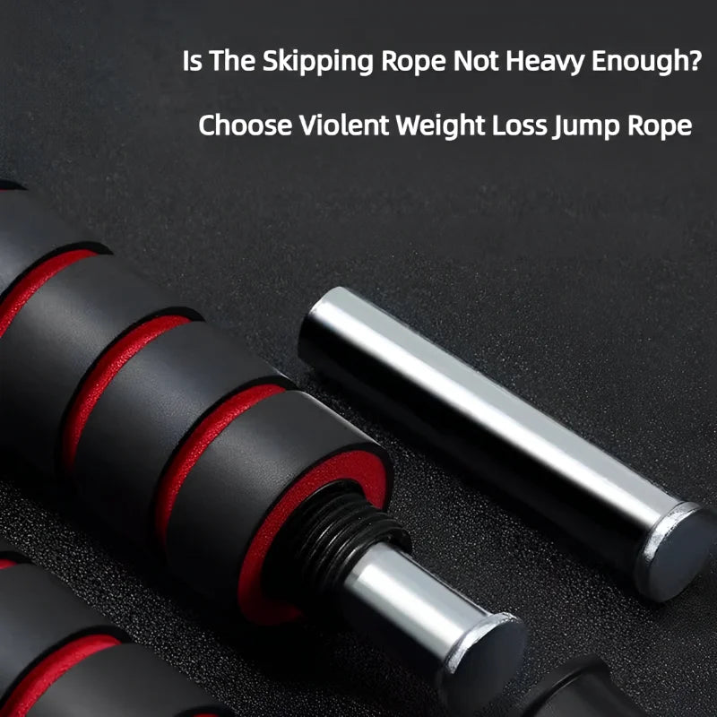Violent weight loss jump rope with text on a dark background