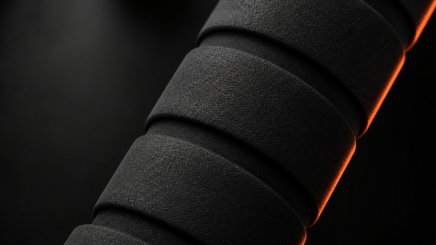 Close-up of the X-Grip Rope handle — breathable non-slip segmented foam grip