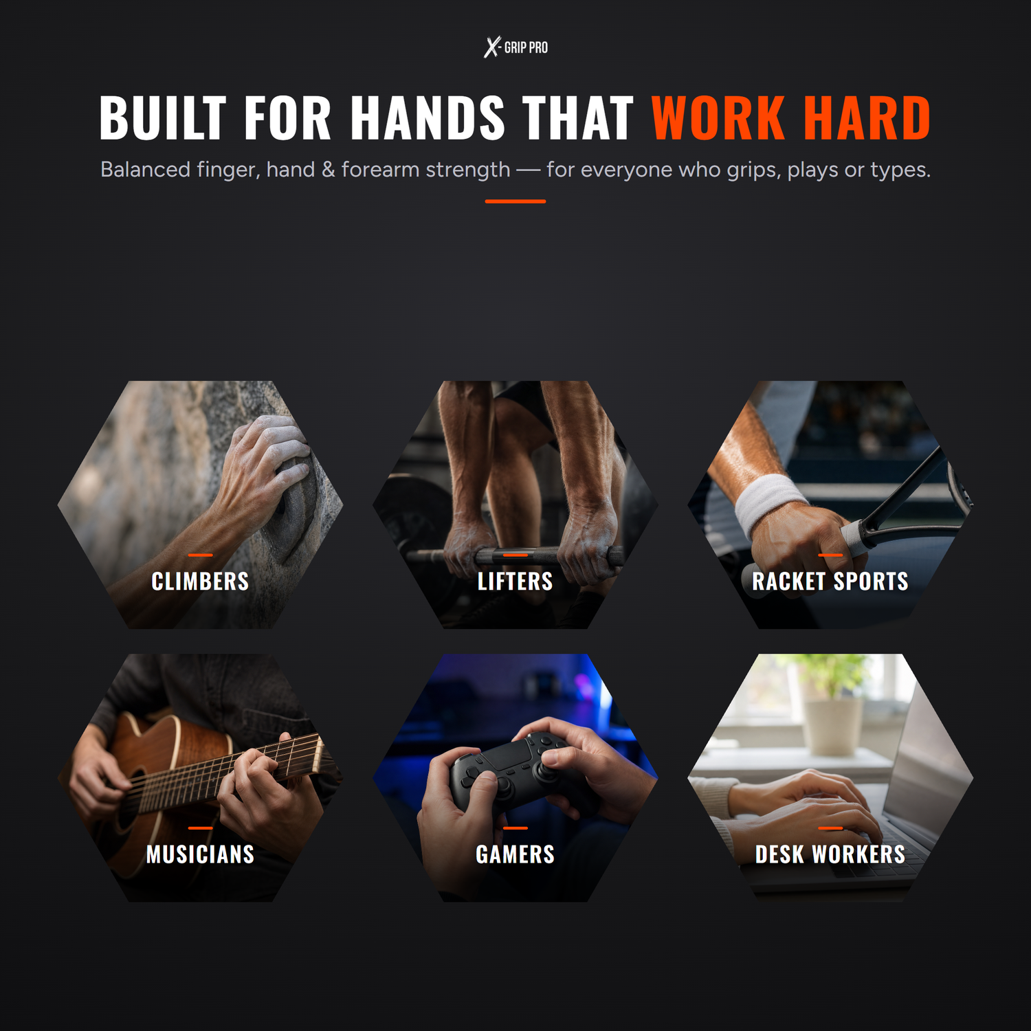 Who the X-Grip Extensor is for — climbers, lifters, racket sports, musicians, gamers and desk workers building finger, hand and forearm strength