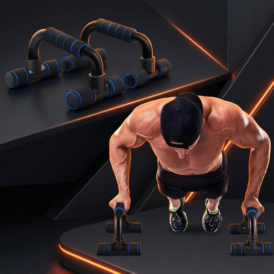 Man doing push-ups using X-Grip Push-Up Stand with ergonomic handles for proper form